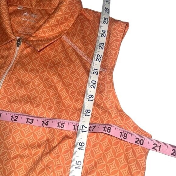 Adidas ClimaCool Sleeveless Orange Geometric Zip Polo Shirt L - Picture 8 of 8
